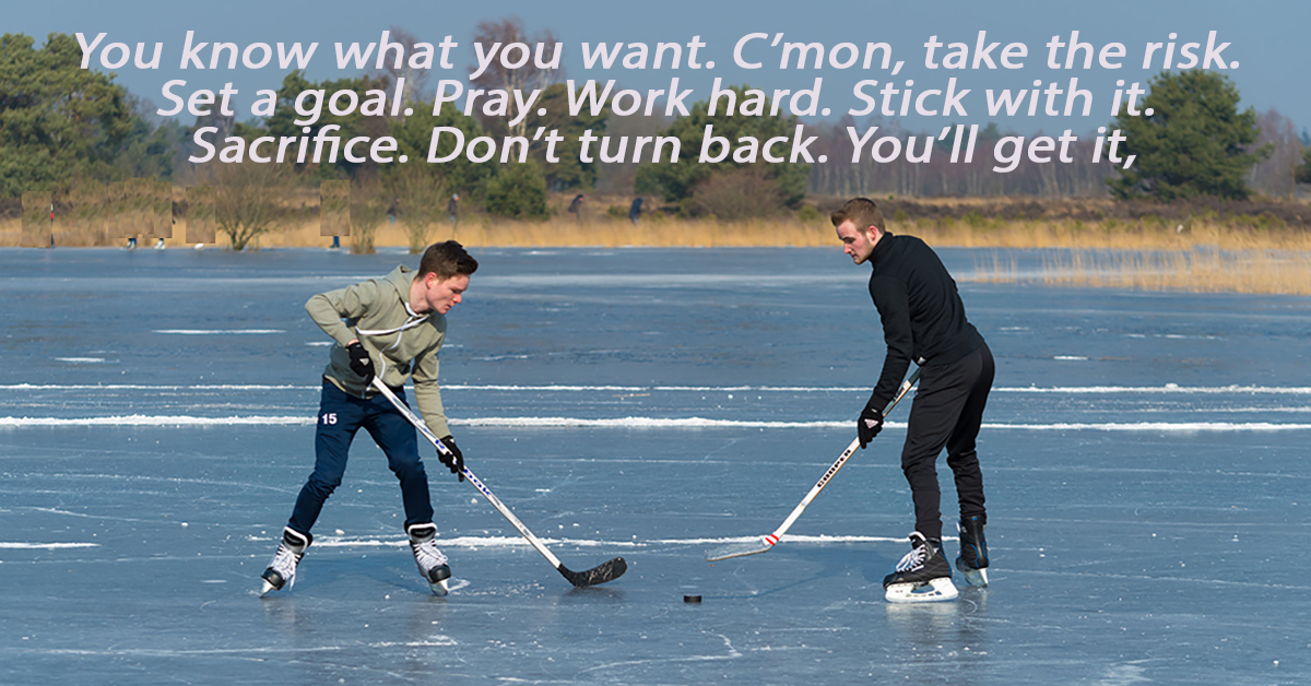 playing ice hockey