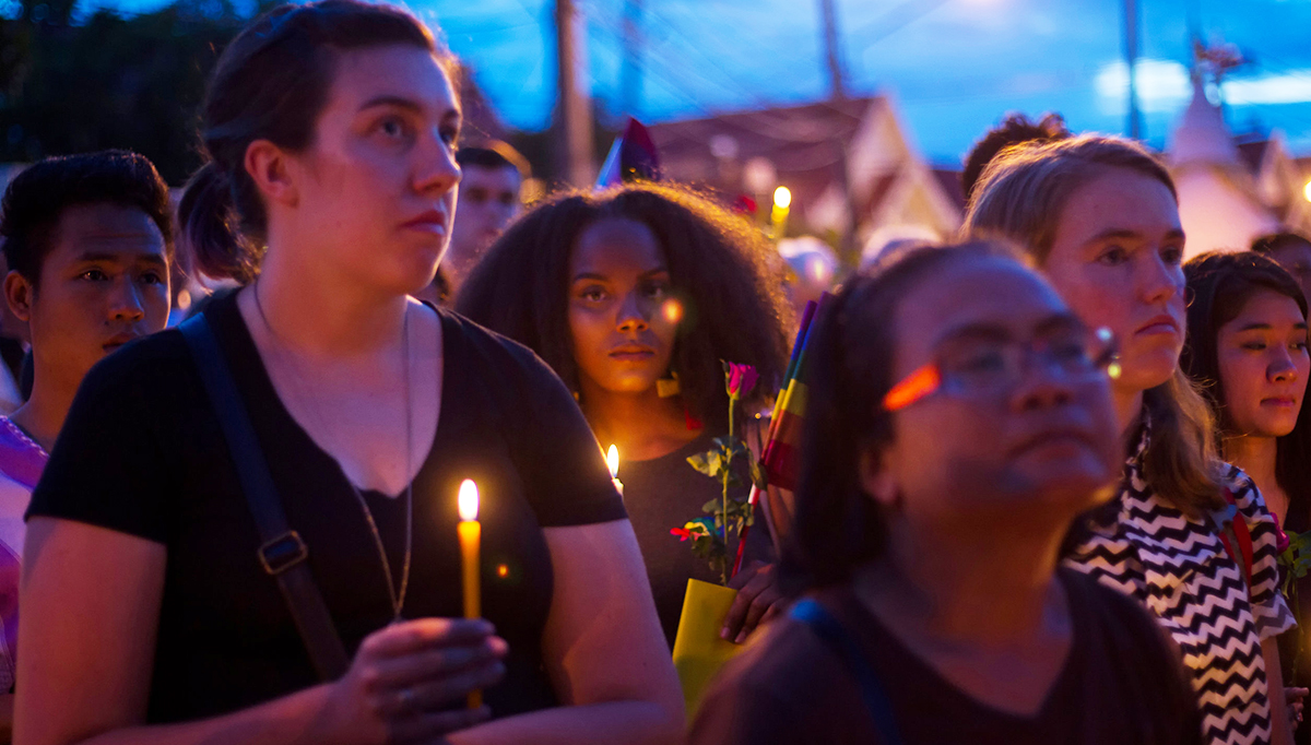 CHIANG MAI, THAILAND - JUNE 14: Memorial for Orlando shooting vi